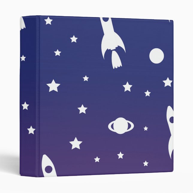 vintage Space Rockets Pattern 3 Ring Binder (Front/Spine)