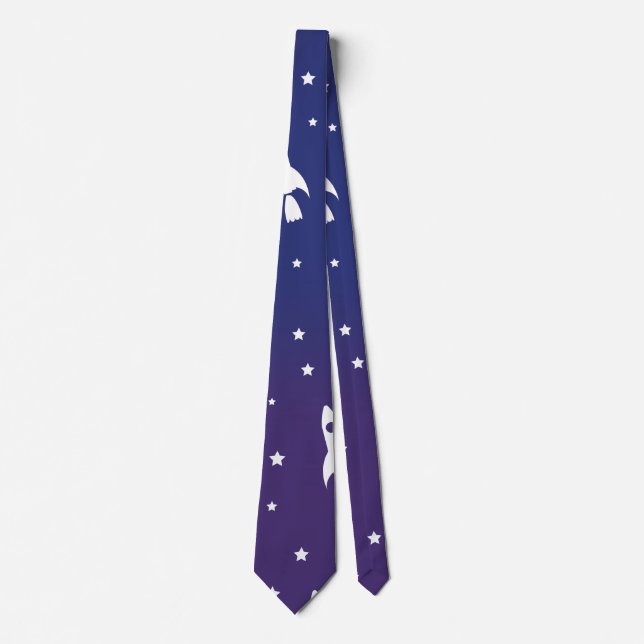 vintage Space Rockets Pattern Neck Tie (Front)