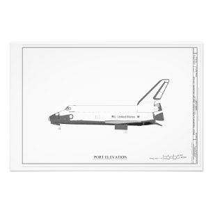 Vintage Space Shuttle Concept Technical Drawing Po Photo Print