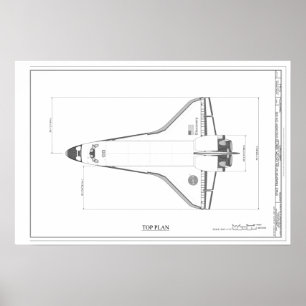 Vintage Space Shuttle Discovery Blueprint Poster