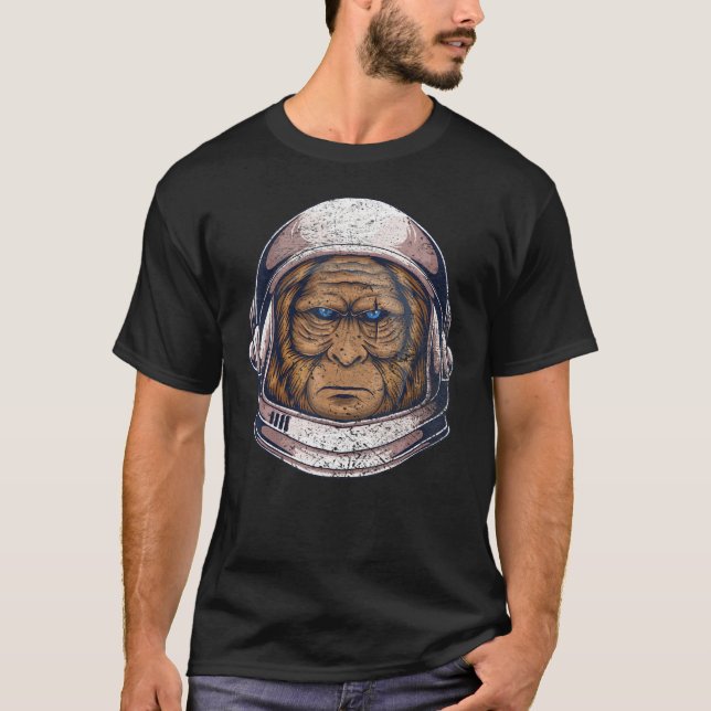 Vintage Space Travel Astronaut Monkey T-Shirt (Front)