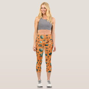 Vintage Spacecraft Rocket Ships Pattern -Cosmos(1) Capri Leggings
