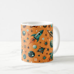 Vintage Spacecraft Rocket Ships Pattern -Cosmos(1) Coffee Mug