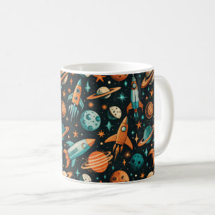 Vintage Spacecraft Rocket Ships Pattern -Cosmos(2) Coffee Mug