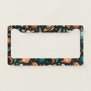 Vintage Spacecraft Rocket Ships Pattern -Cosmos(2) License Plate Frame