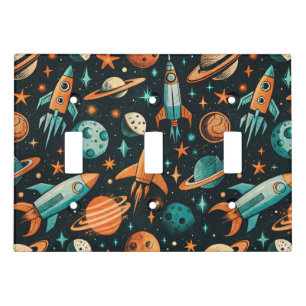 Vintage Spacecraft Rocket Ships Pattern -Cosmos(2) Light Switch Cover