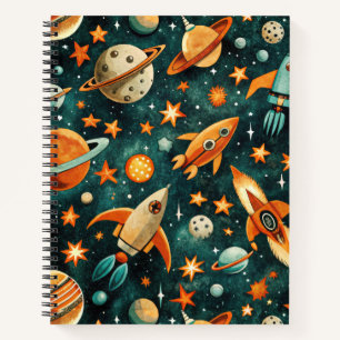 Vintage Spacecraft Rocket Ships Pattern -Cosmos(3) Notebook