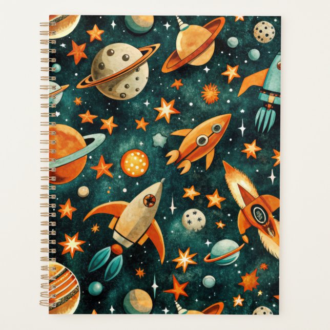 Vintage Spacecraft Rocket Ships Pattern -Cosmos(3) Planner (Front)