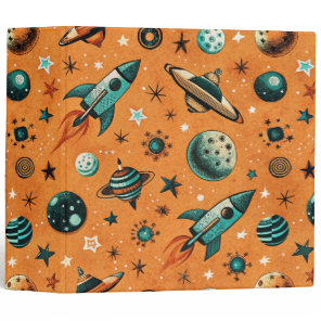 Vintage Spacecraft Rocket Ships Pattern -Cosmos 3 Ring Binder