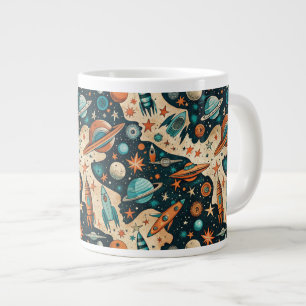 Vintage Spacecraft Rocket Ships Pattern -Cosmos(4) Giant Coffee Mug