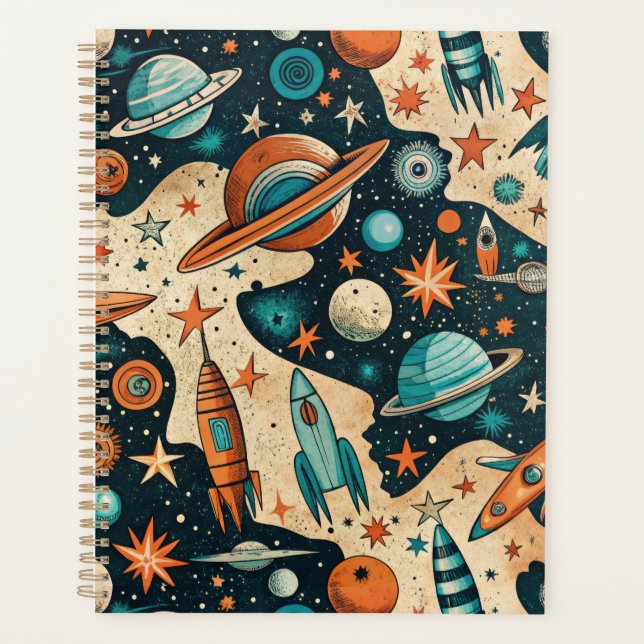 Vintage Spacecraft Rocket Ships Pattern -Cosmos(4) Planner (Front)