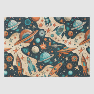 Vintage Spacecraft Rocket Ships Pattern -Cosmos(4) Tissue Paper