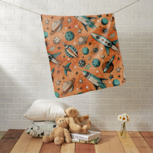 Vintage Spacecraft Rocket Ships Pattern -Cosmos(5) Baby Blanket