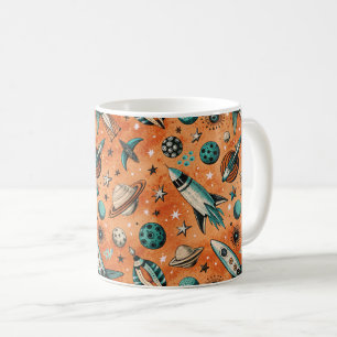 Vintage Spacecraft Rocket Ships Pattern -Cosmos(5) Coffee Mug
