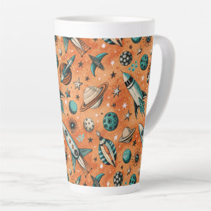 Vintage Spacecraft Rocket Ships Pattern -Cosmos(5) Latte Mug