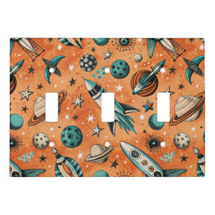 Vintage Spacecraft Rocket Ships Pattern -Cosmos(5) Light Switch Cover