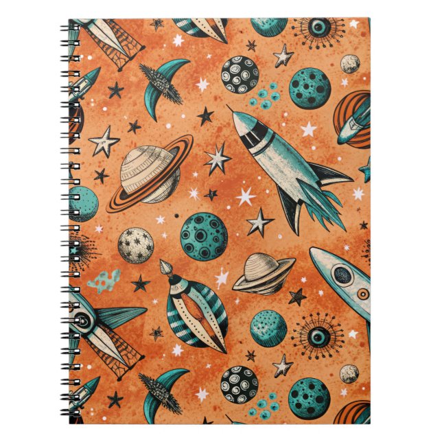 Vintage Spacecraft Rocket Ships Pattern -Cosmos(5) Notebook (Front)