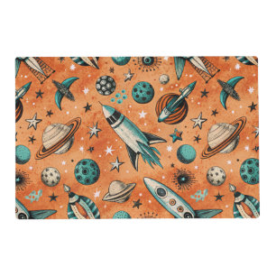 Vintage Spacecraft Rocket Ships Pattern -Cosmos(5) Placemat