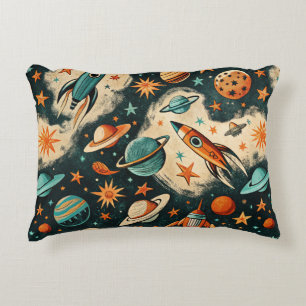 Vintage Spacecraft Rocket Ships Pattern -Cosmos(6) Accent Pillow