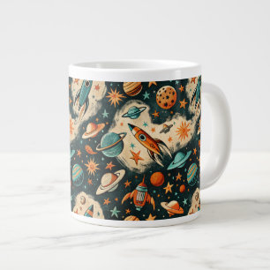 Vintage Spacecraft Rocket Ships Pattern -Cosmos(6) Giant Coffee Mug