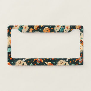 Vintage Spacecraft Rocket Ships Pattern -Cosmos(6) License Plate Frame