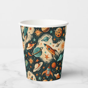 Vintage Spacecraft Rocket Ships Pattern -Cosmos(6) Paper Cups