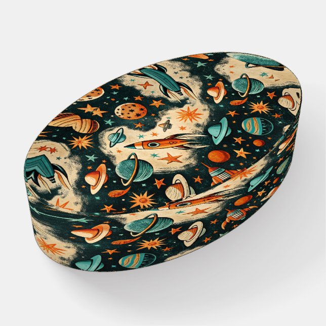 Vintage Spacecraft Rocket Ships Pattern -Cosmos(6) Paperweight (Angled)