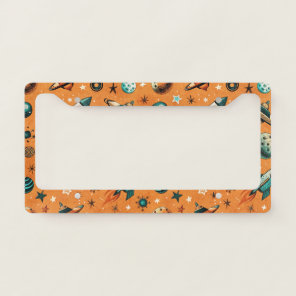Vintage Spacecraft Rocket Ships Pattern -Cosmos License Plate Frame