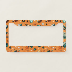Vintage Spacecraft Rocket Ships Pattern -Cosmos License Plate Frame