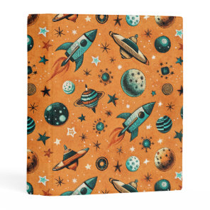 Vintage Spacecraft Rocket Ships Pattern -Cosmos Mini Binder