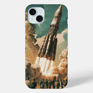 Vintage Spaceship Launch iPhone 15 Plus Case