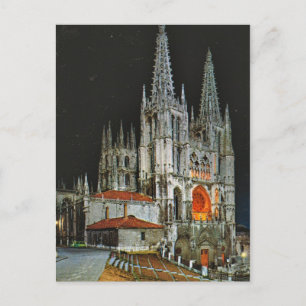 Vintage Spain, Burgos, Cathedral, by night Postcard