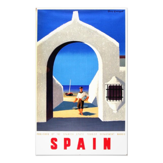Vintage Spain Fisherman Travel Photo Print (Front)