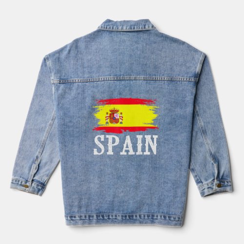 Vintage Spain Flag I Love Spain  Denim Jacket