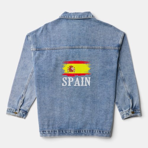 Vintage Spain Flag I Love Spain  Denim Jacket