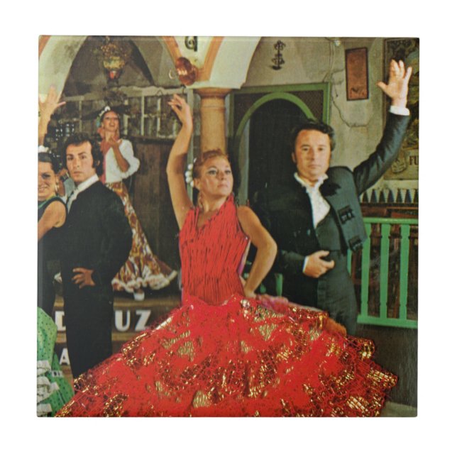 Vintage Spain, Flamenco dancers Ceramic Tile (Front)