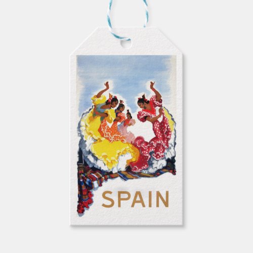 Vintage Spain Flamenco Dancers Travel Poster Gift Tags