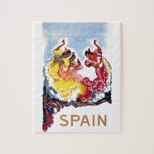 Vintage Spain Flamenco Dancers Travel Poster Jigsaw Puzzle