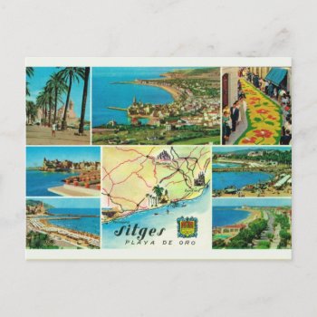 Vintage Spain    Sitges  Playo De Oro Postcard by windsorarts at Zazzle