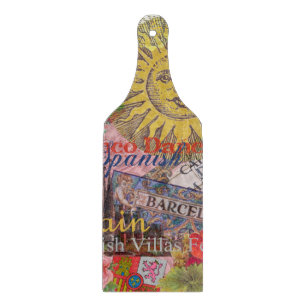 Vintage Spain Sunshine Travel Collage Retro Europe Cutting Board