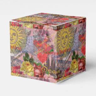 Vintage Spain Sunshine Travel Collage Retro Europe Favor Boxes