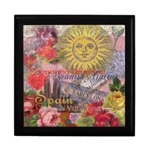 Vintage Spain Sunshine Travel Collage Retro Europe Gift Box