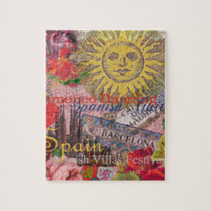 Vintage Spain Sunshine Travel Collage Retro Europe Jigsaw Puzzle