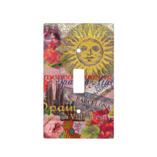 Vintage Spain Sunshine Travel Collage Retro Europe Light Switch Cover
