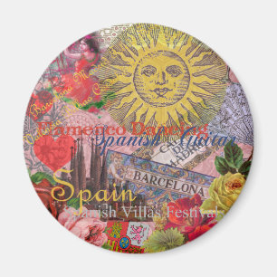 Vintage Spain Sunshine Travel Collage Retro Europe Magnet