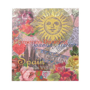 Vintage Spain Sunshine Travel Collage Retro Europe Notepad
