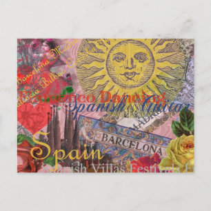 Vintage Spain Sunshine Travel Collage Retro Europe Postcard