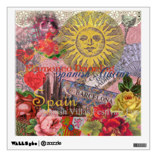Vintage Spain Sunshine Travel Collage Retro Europe Wall Sticker