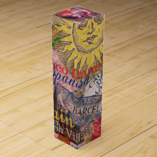 Vintage Spain Sunshine Travel Collage Retro Europe Wine Gift Box