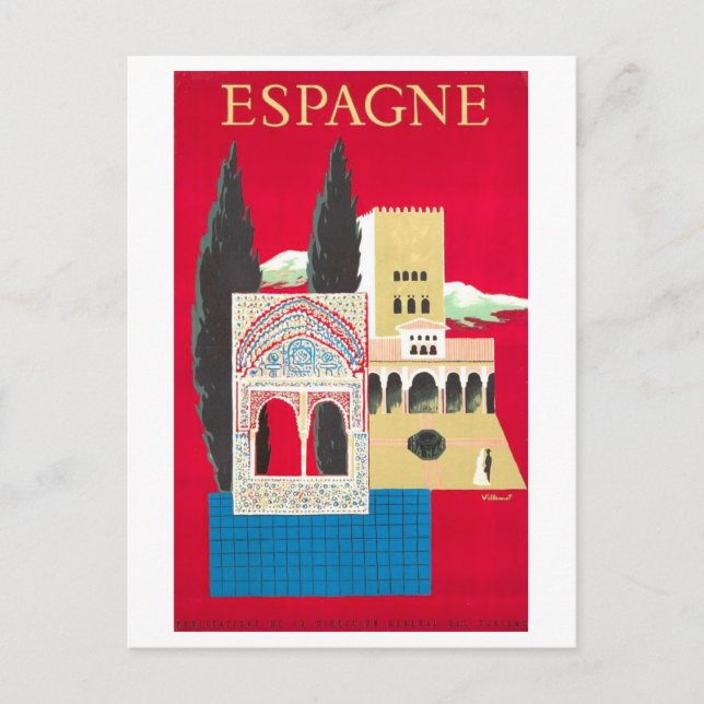 Vintage Spain Travel Poster Postcard (Front)